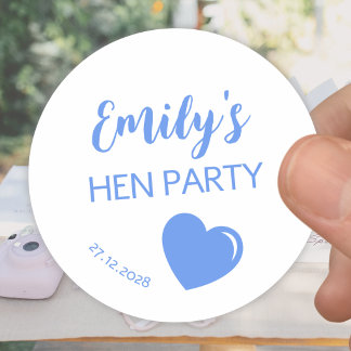 Blue Heart Bachelorette Hen Party Classic Round Sticker
