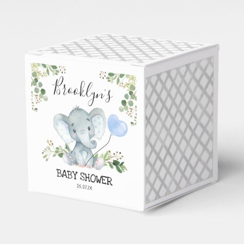 Blue Heart Balloon Foliage Elephant  Baby Shower Favor Boxes