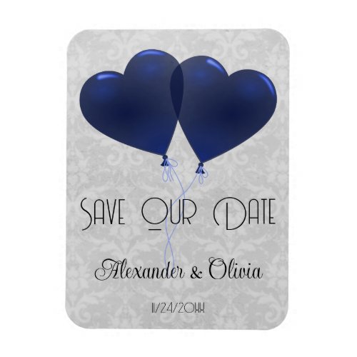 Blue Heart Balloons Save The Date Magnet