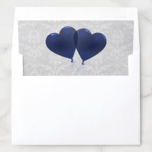 Blue Heart Balloons Wedding Envelope Liner