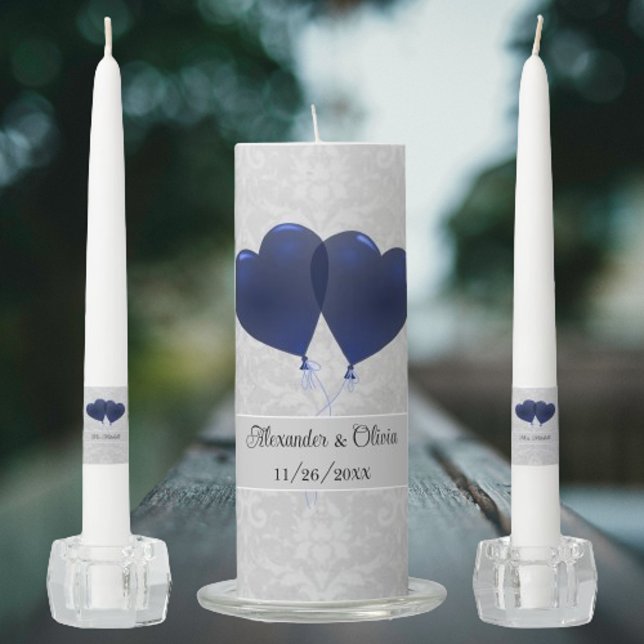 Blue Heart Balloons Wedding Unity Candle Set (Blue Heart Balloons Wedding Unity Candle Set)