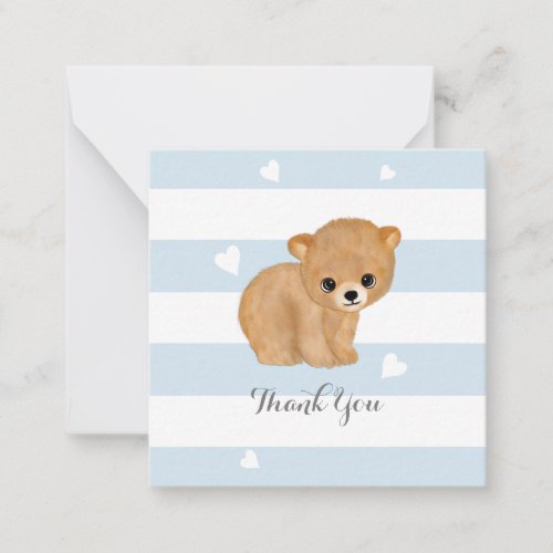 Blue Heart Bear Thank You Note Cards