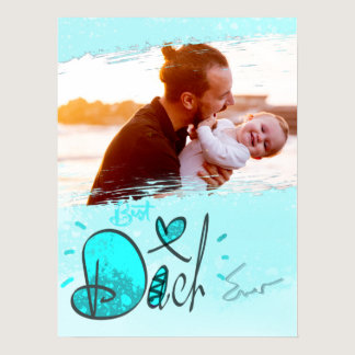Blue Heart Best Dad Ever Frame Abstract Photo Poster