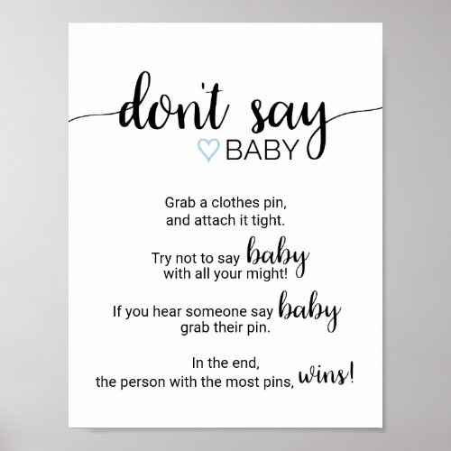 Blue Heart  Black Calligraphy Dont Say Baby Sign