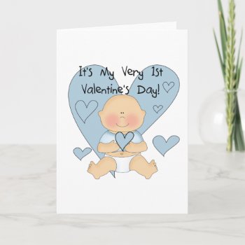 Blue Heart Boy 1st Valentine Tshirts And Gifts Holiday Card by valentines_store at Zazzle