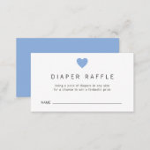 Blue Heart Boy Diaper Raffle Ticket Baby Shower Enclosure Card (Front/Back)