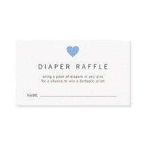 Blue Heart Boy Diaper Raffle Ticket Baby Shower Enclosure Card