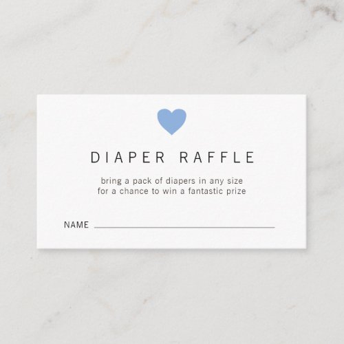 Blue Heart Boy Diaper Raffle Ticket Baby Shower Enclosure Card