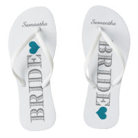 Blue Heart Bride's Flip Flops