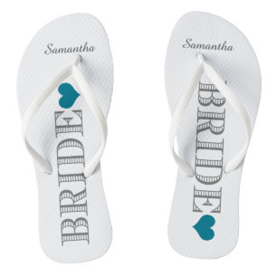 Blue Heart Bride's Flip Flops