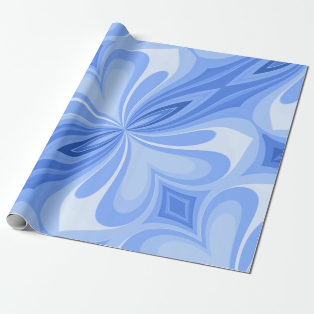 Blue Heart Butterfly Abstract Wrapping Paper (Unrolled)