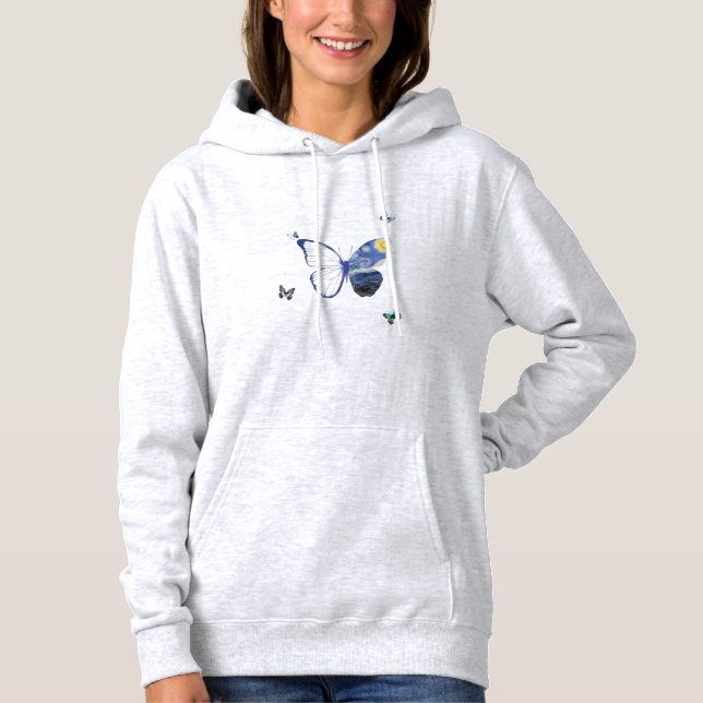 Blue Heart Butterfly Hoodie (Front)