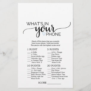 Blue Heart Calligraphy What's In Your Phone Game Flyer