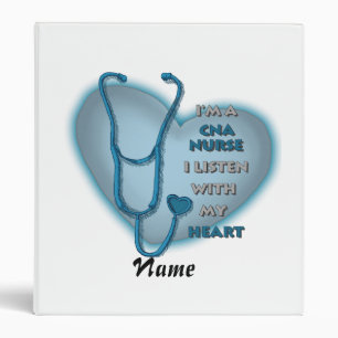 Blue Heart CNA Nurse 3 Ring Binder
