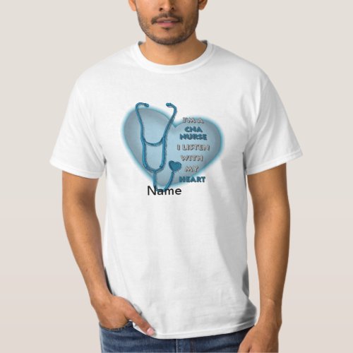 Blue Heart CNA Nurse custom name T_Shirt
