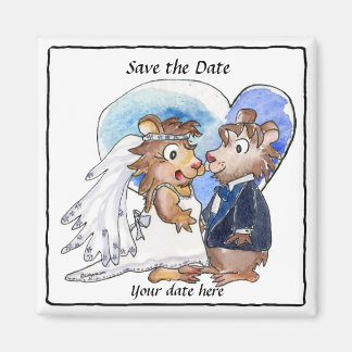Blue Heart Cute Wedding Save the Date Magnets