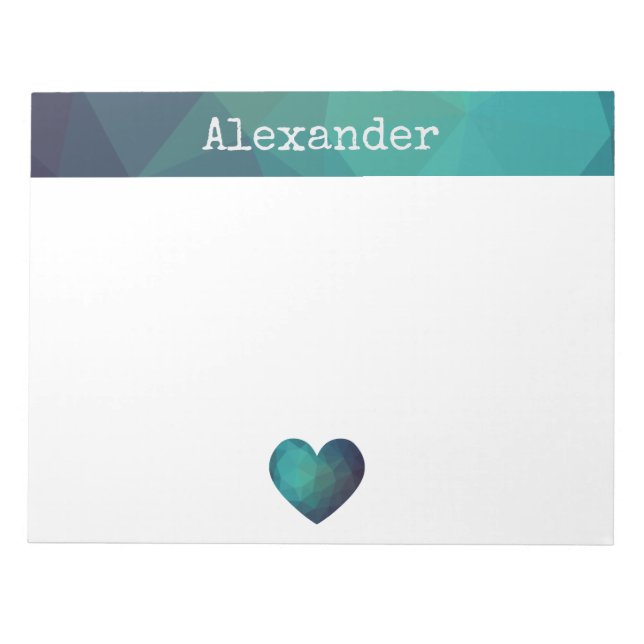 Blue heart design customizable name post-it notes (Front)