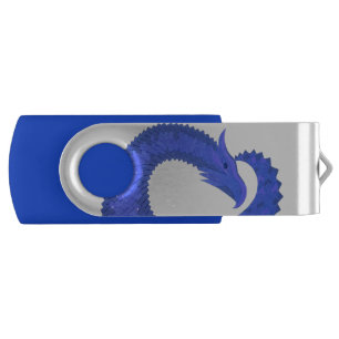 Blue heart dragon flash drive