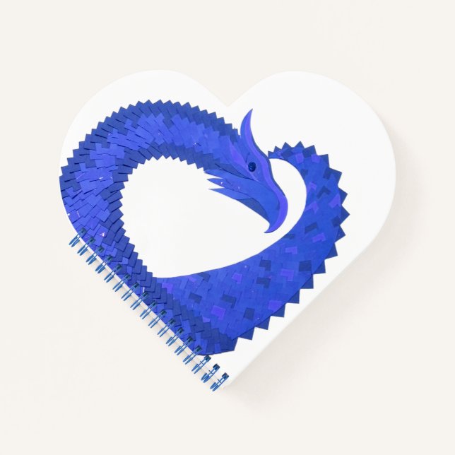 Blue heart dragon on white notebook (Front)