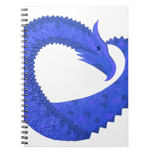 Blue heart dragon on white notebook (Front)