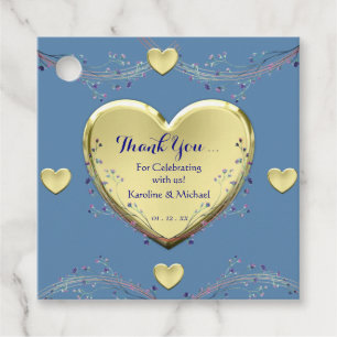 Blue Heart Elegant Wedding Party Favor Tags