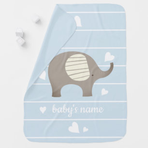 Blue Heart Elephant Baby Blanket