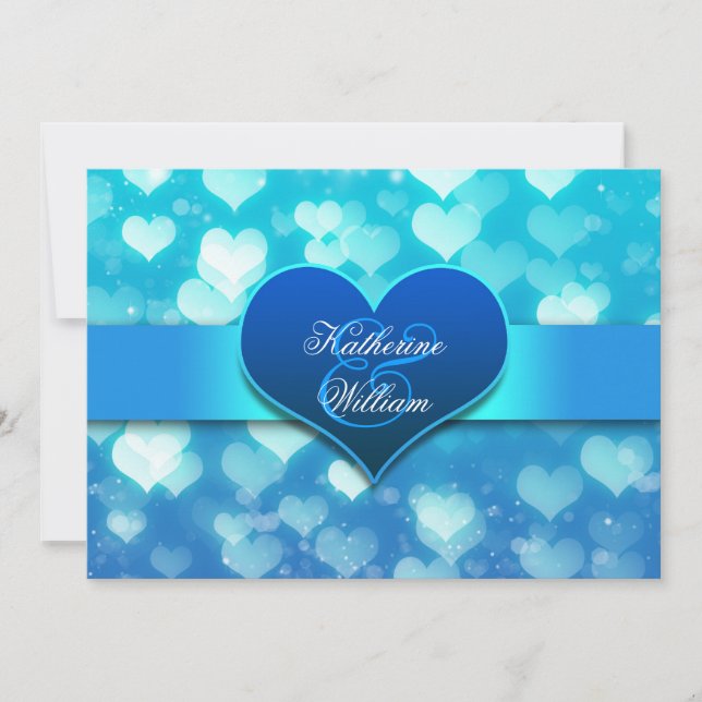 blue heart engagement party invitations (Front)