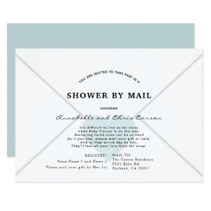 Blue Heart Envelope White Baby Shower By Mail Invitation