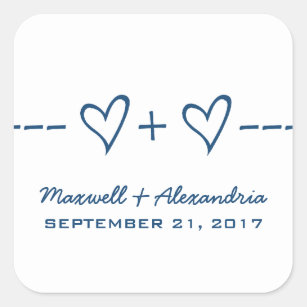 Blue Heart Equation Wedding Stickers