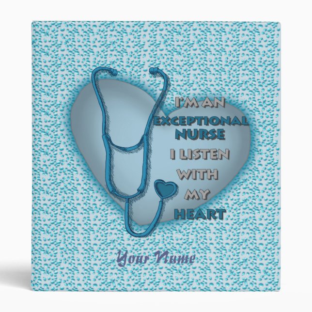 Blue heart exceptional nurse  3 ring binder (Front)