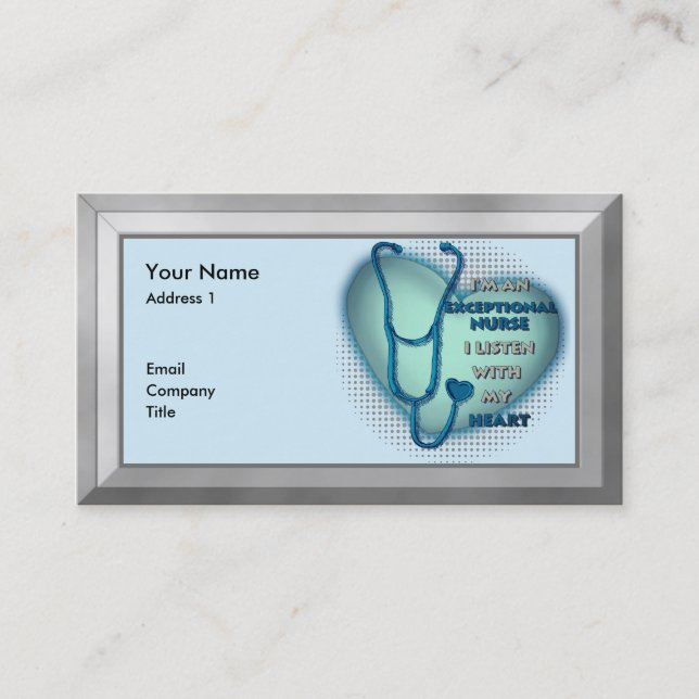 Blue heart exceptional nurse  business card (Front)