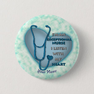 Blue heart exceptional nurse  button