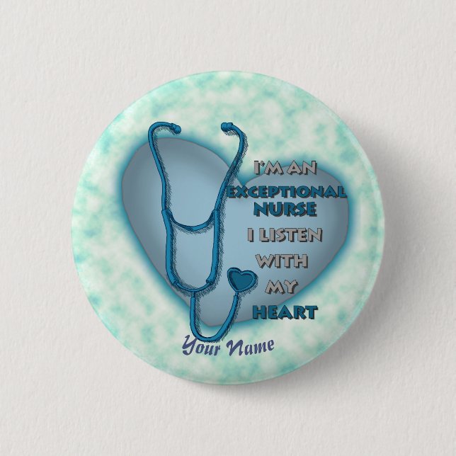 Blue heart exceptional nurse  button (Front)