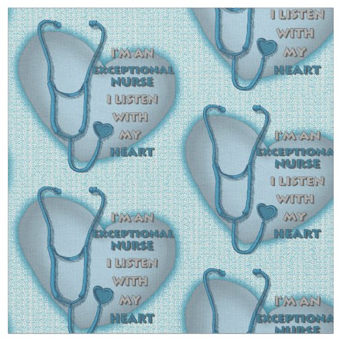 Blue Heart Exceptional Nurse Fabric