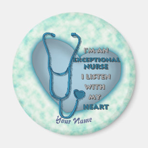 Blue heart exceptional nurse magnet