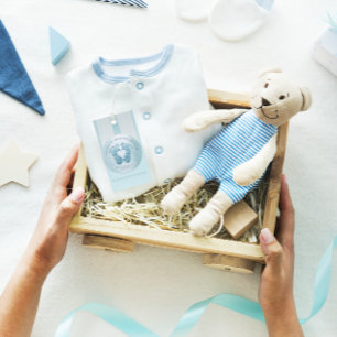 Blue Heart Feet Baby Shower Favor Thank You Boy Classic Round Sticker