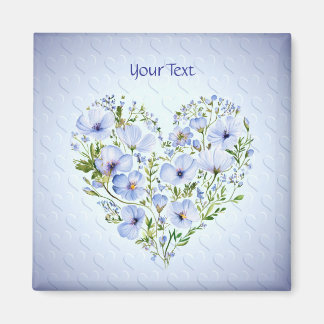 Blue Heart Floral Magnet