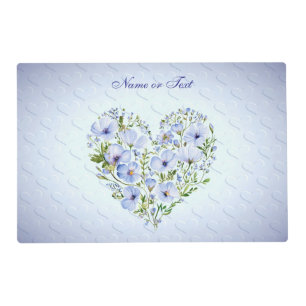 Blue Heart Floral Placemat