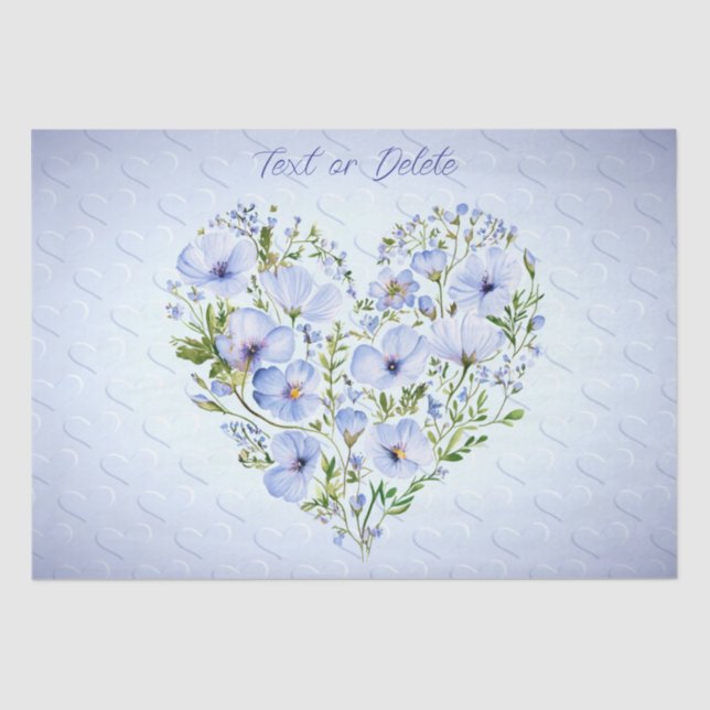 Blue Heart Floral Tissue Paper (Front)
