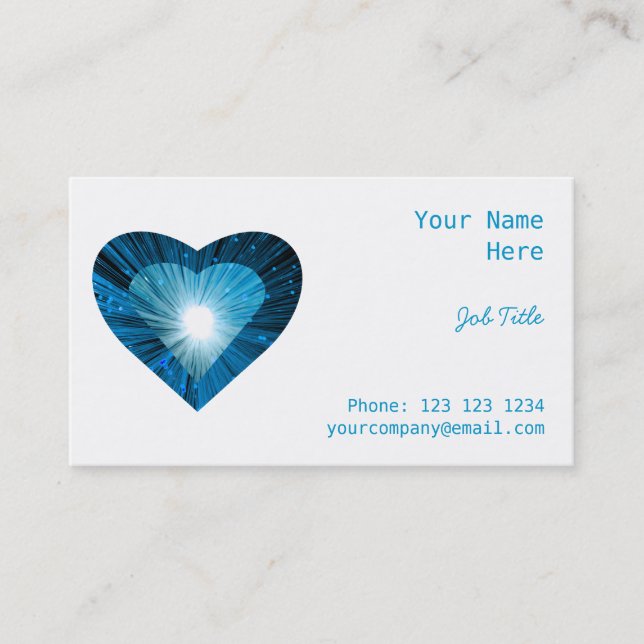 Blue Heart 'heart' business card side white (Front)