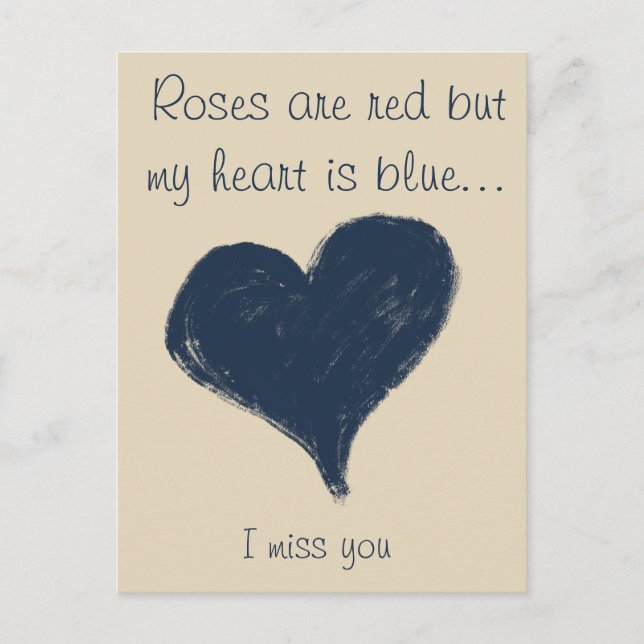 Blue heart - I miss you Postcard (Front)