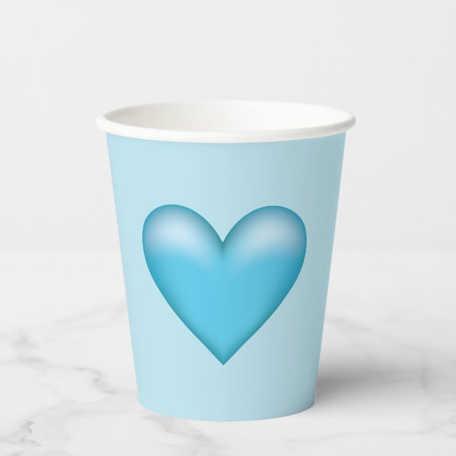 Blue Heart Illustration Paper Cups (Front)