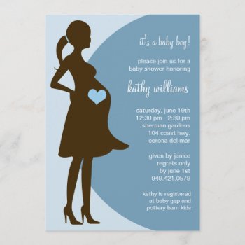 Blue Heart In Tummy Baby Shower Invitation by eventfulcards at Zazzle