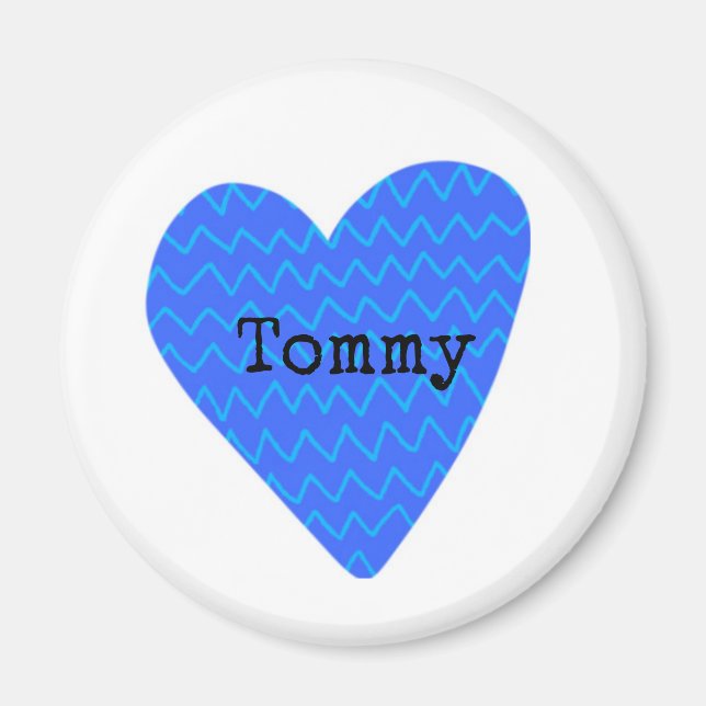 Blue Heart Kids NAME Family Grandparents Fun Magnet (Front)