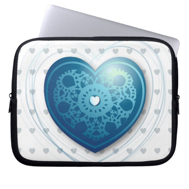 Blue heart, laptop sleeve (Front)