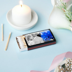 Blue Heart Leaf Tree Wedding Favor Matchboxes