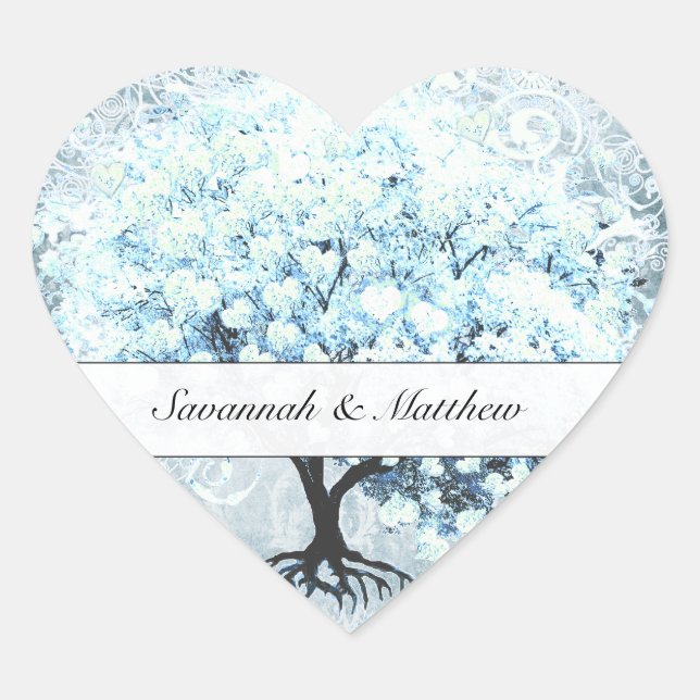 Blue Heart Leaf Tree Wedding Seal (Front)