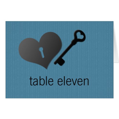 Blue Heart Lock and Key Table Card