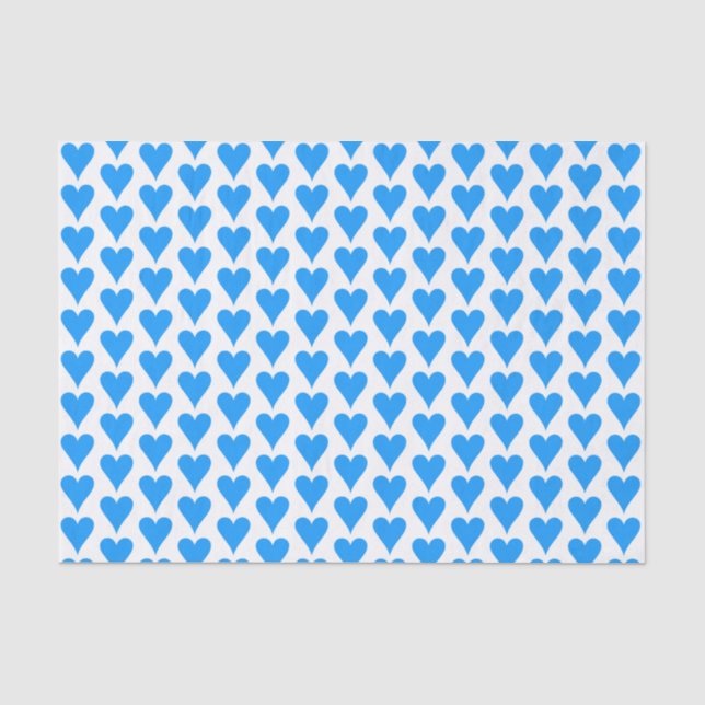 Blue Heart Love Print Birthday Party Valentine Tissue Paper (Front)
