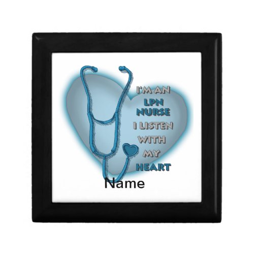 Blue Heart LPN Nurse custom name gift box